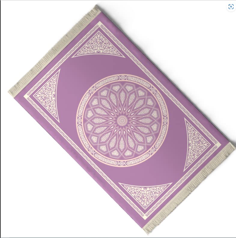 Velvet Prayer Mat in Pastel Purple, 68x117 cm, a soft and luxurious rug with a beautiful dome design, providing a comfortable and aesthetically pleasing space for prayer