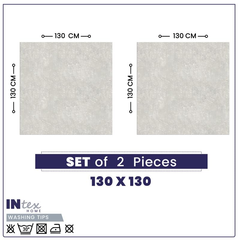 INTEX HOME Tablecloth Set, Semi-Transparent Linen Fabric, Square Design, Lightweight and Wrinkle-Resistant, 130×130 cm Each, Set of 2, Off-White, Elegant Table Covers for Dining and Kitchen