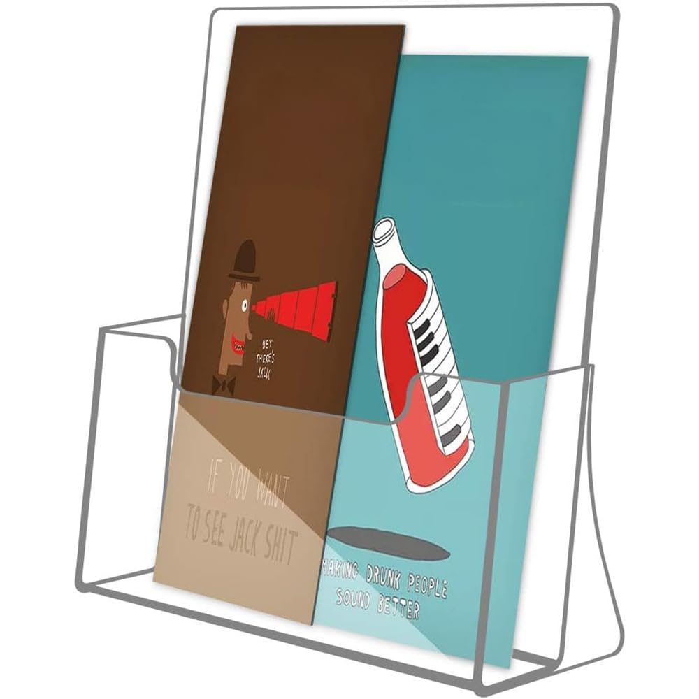 Acrylic Brochure Holder, 2-Pack Clear Literature Display Stand, 21.5 x 28 cm Countertop Organizer for Flyers, Magazines, Pamphlets, Booklets, Menus and Journals, for Office and Retail