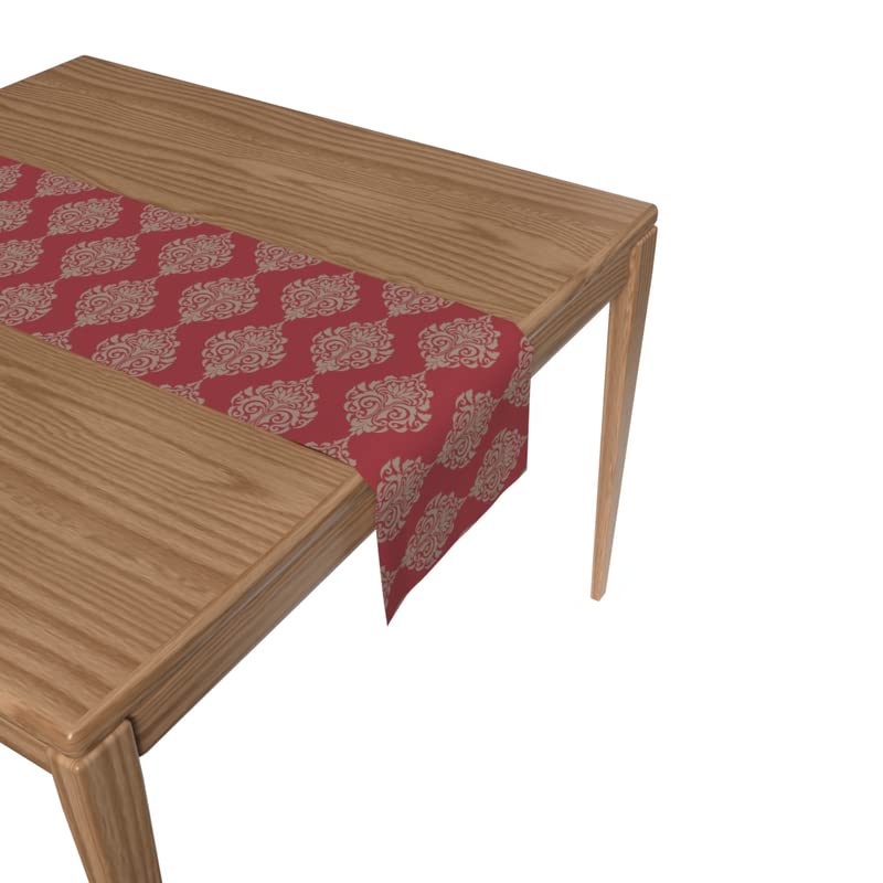 Velvet Red Damask Runner, a Luxurious Decorative Centerpiece with an Elegant Damask Pattern in a Rich Red, 35x140 cm, adds a Touch of Opulence and Dramatic Flair to your Decor