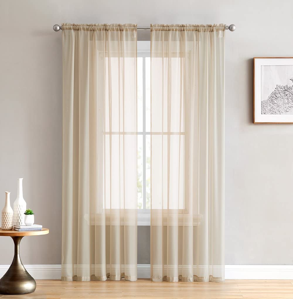 Elegant Voile Chiffon Curtains - Rod Pocket Design - Luxury Soft Fabric 1 Panel