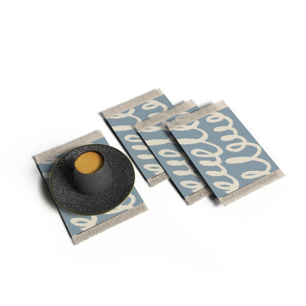 Rug Coaster - Elegant and Durable Mini Rug Coasters for Coffee Table, Dining, and Home Decor - Ultra-Soft Microfiber Polyester - Set Of 4