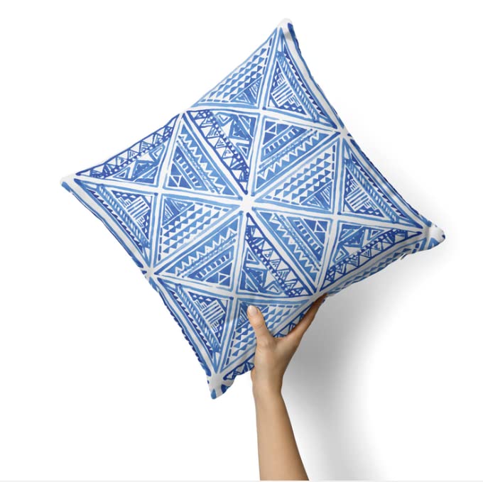 Canvas Glam Cushion Cover in Blue & White, 40x40 cm, a chic and durable decorative pillow designed to add a touch of glamour and sophistication to your modern home decor collection