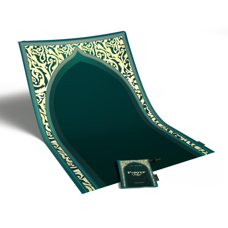 Waterproof Prayer Mat in a classic Green, 68x117 cm, a durable and easy-to-clean rug that is perfect for outdoor use, travel, or any situation where a reliable prayer surface is needed