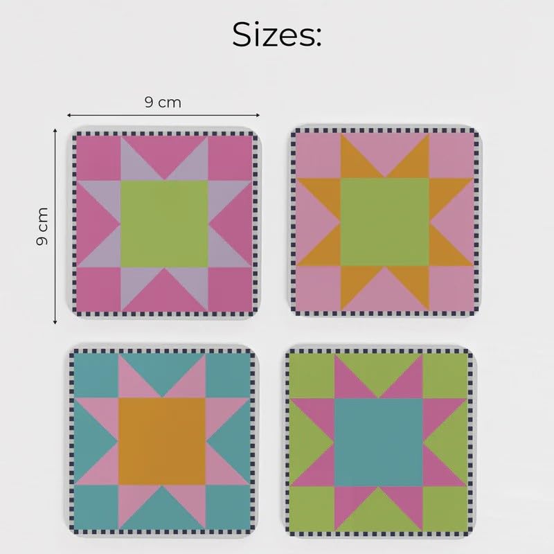Acrylic Coaster Set of 4, 9×9 cm, Heat and Moisture Resistant Drink Coasters, Mountain Landscape Design, Acrylic for Coffee Tables Desks Dining Decor, Set of Decorative Mats