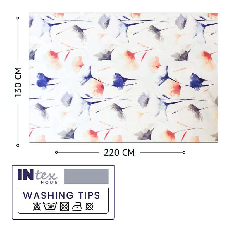 INTEX HOME Tablecloth, Sou Floral Pattern, Rectangle Design, Premium Linen Velvet Fabric, Ultra-Soft and Wrinkle-Resistant, 130×190 cm, 1 Piece, Elegant Table Cover for Dining, Kitchen, or Living Room