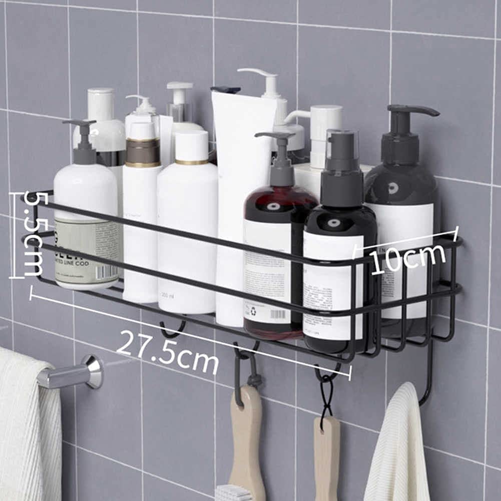 DYRROTH Bathroom Shelf Shower Shelf Adhesive Shower Caddy for Shampoo Holder Kitchen Rack Wall Holder Box Storage Basket with Hook Magic Sticker Shower Rack Shelf with 4 Hook