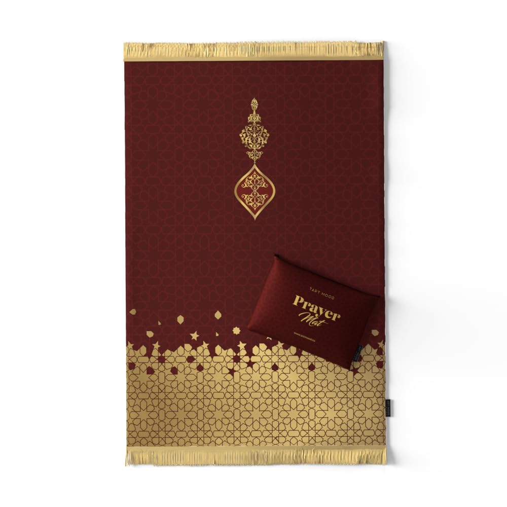 Al Hudda Soft Premium Velvet Prayer Mat - Prayer Rug Designed With Classic And Islamic Art Inspiration - High-Quality Soft, Comfortable