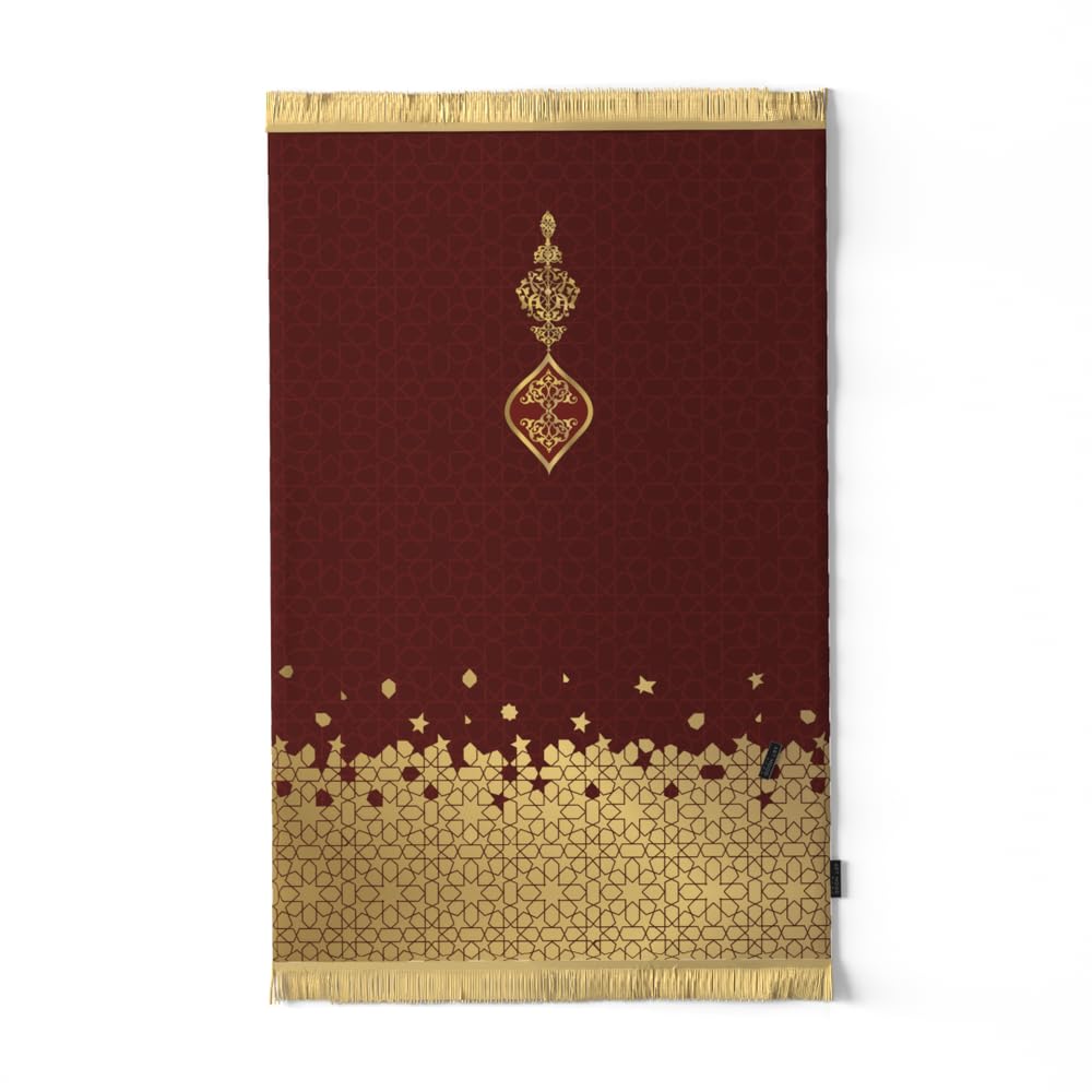 Al Hudda Soft Premium Velvet Prayer Mat - Prayer Rug Designed With Classic And Islamic Art Inspiration - High-Quality Soft, Comfortable