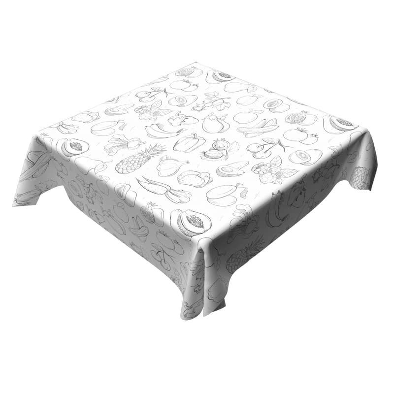 Coloring Canvas Junior Tablecloth, Water Repellent, Black & White, Multiple Designs & Sizes