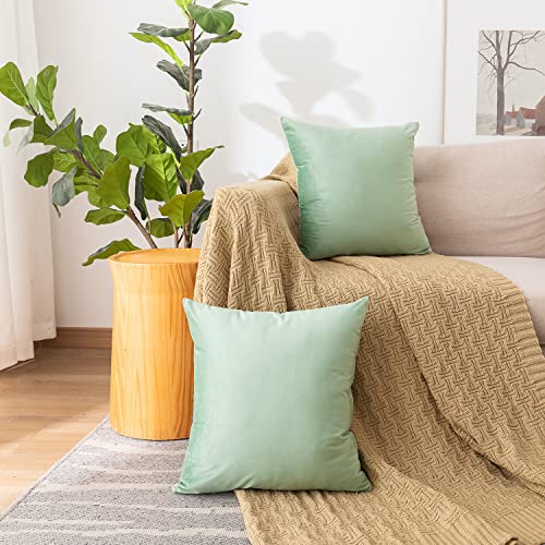 Soft Thick Velvet Throw Pillow Covers Decorative Square Cushion Cover For Couch Sofa Bedroom Living Room - set of 2 Pieces