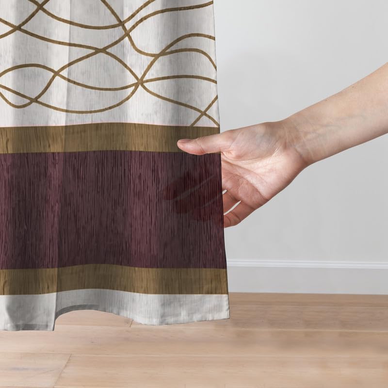 Modernistic Linen Curtain Panel - Crosswise Striped Sheer - Semi-Transparent - Steel Grommets - 1 Piece