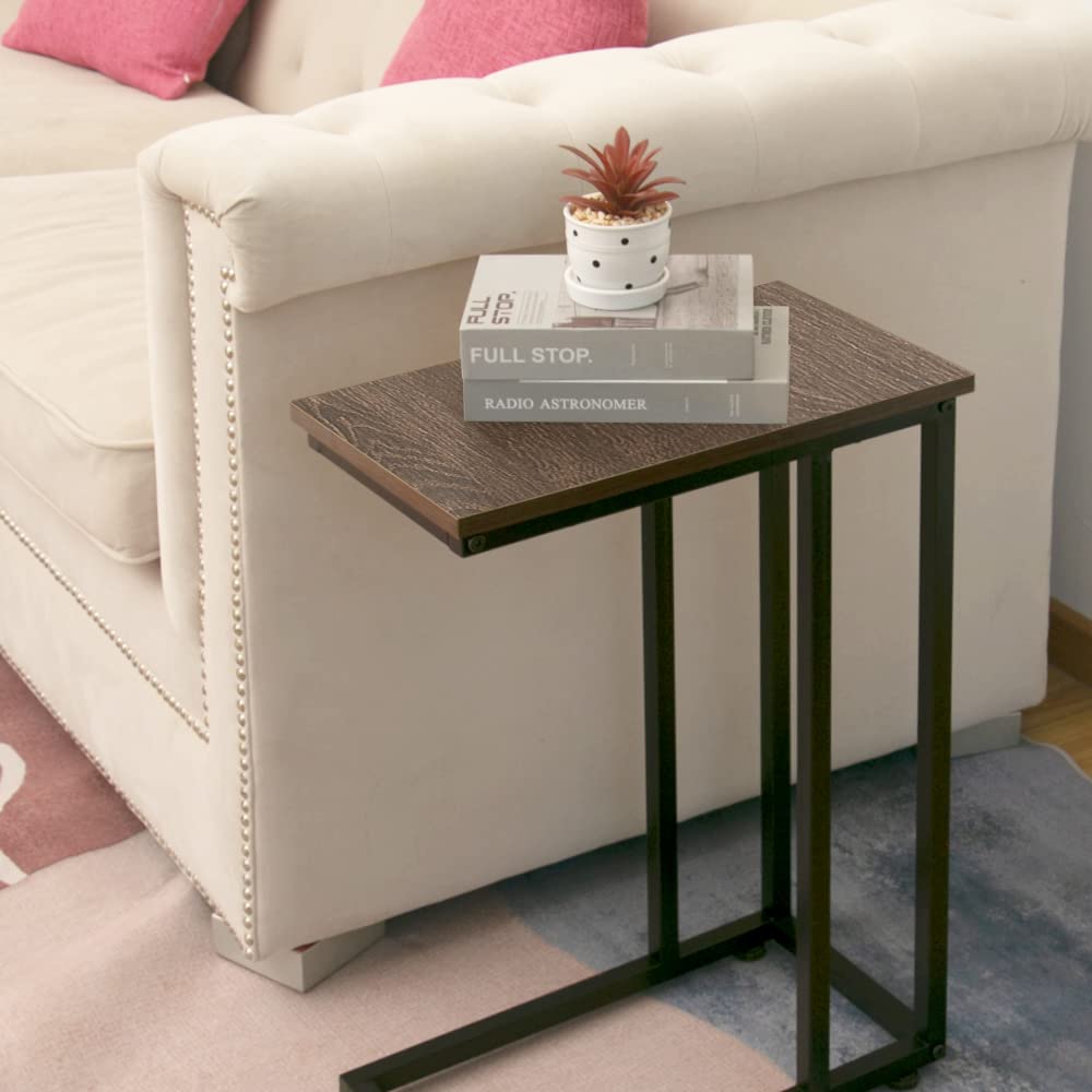 Chrome Accent Metal Base C-Table for Living Room Bedroom Balcony Family and Office and More Keep Snacks, Drinks, Books and Phone at Easy Reach