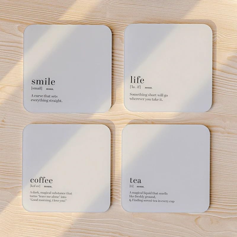Acrylic Coaster Set of 4, 9×9 cm, Heat and Moisture Resistant Drink Coasters, Mountain Landscape Design, Acrylic for Coffee Tables Desks Dining Decor, Set of Decorative Mats