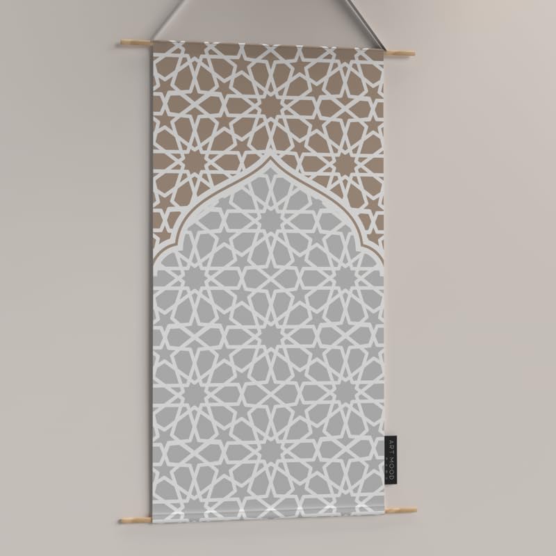 Ramadan's Unique Morish Velvet Fabric Posters Set, a Wall Art Decor Kit for Festive Home Decor, Beige & White, an Elegant Islamic Design for Living Room or Bedroom during Ramadan