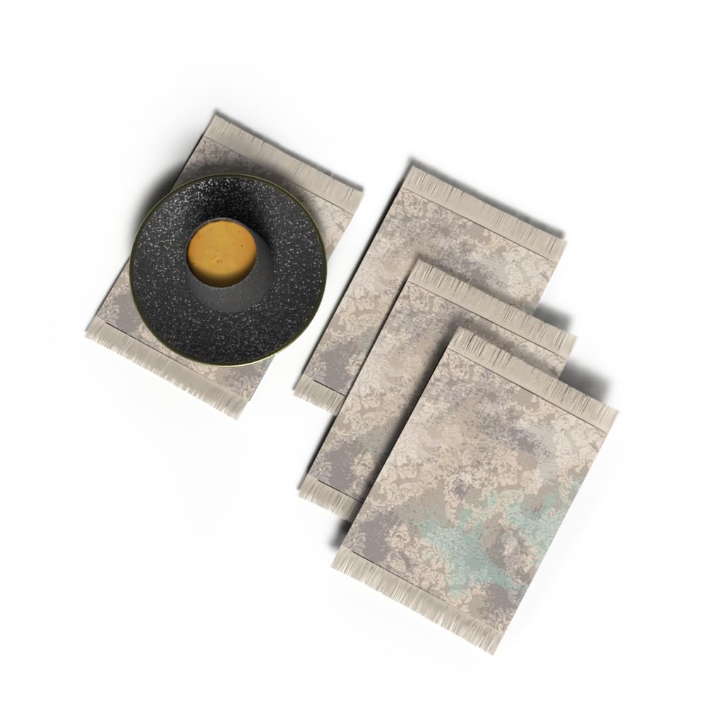 Rug Coaster - Elegant and Durable Mini Rug Coasters for Coffee Table, Dining, and Home Decor - Ultra-Soft Microfiber Polyester - Set Of 4
