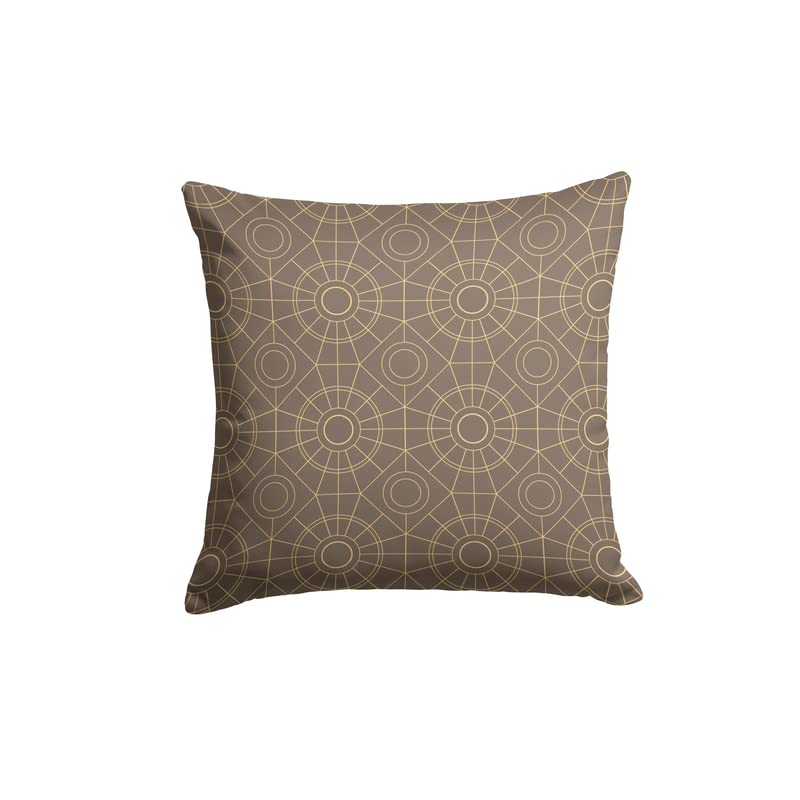 Canvas Islamteric Cushion Cover in Brown & Gold, 40x40 cm, a durable decorative pillow featuring a unique Islamic-inspired geometric pattern, perfect for a culturally rich home accent