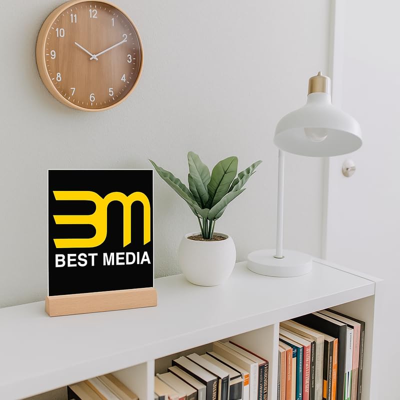 A5 Acrylic Sign Holder Table Stands 10 Pack, Double-Sided 23.3 x 15 x 5 cm Display with Wooden Base, Menu and Poster Holder for Restaurant Hotel Office or Events