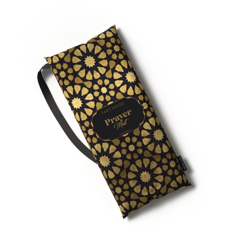 Padded Prayer Rug for Kids in premium Gold and Black velvet, 57x95 cm, a soft and comfortable mat with a timeless design, perfect for making a child's prayer time special