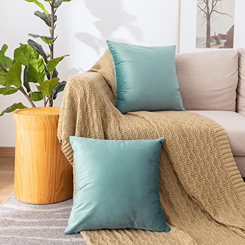 Soft Thick Velvet Throw Pillow Covers Decorative Square Cushion Cover For Couch Sofa Bedroom Living Room - set of 2 Pieces