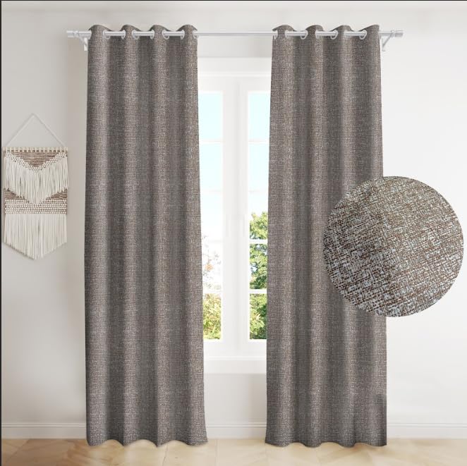 Natural Linen Curtains & Drapes with Steel Grommets, providing Semi-Sheer privacy and Light Filtering for Bedroom-Living Room. 2 Pieces