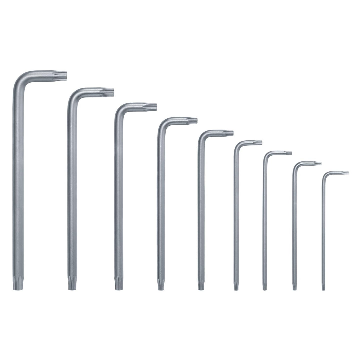 Bosch 9-Piece Torx Key Set (Multi-Tasking Torx Keys Made of S2 Steel; TX8-TX40; Long Arm; Rust-Protected Surface, Storage Clip)