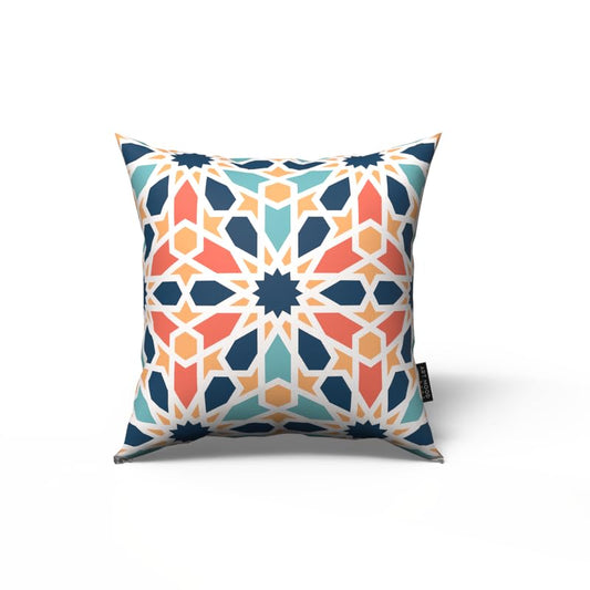 Arabesque Velvet Cushion Cover in White & Beige, a 40x40 cm decorative pillow with a timeless Islamic scrollwork pattern, brings classic elegance to your home during festive seasons