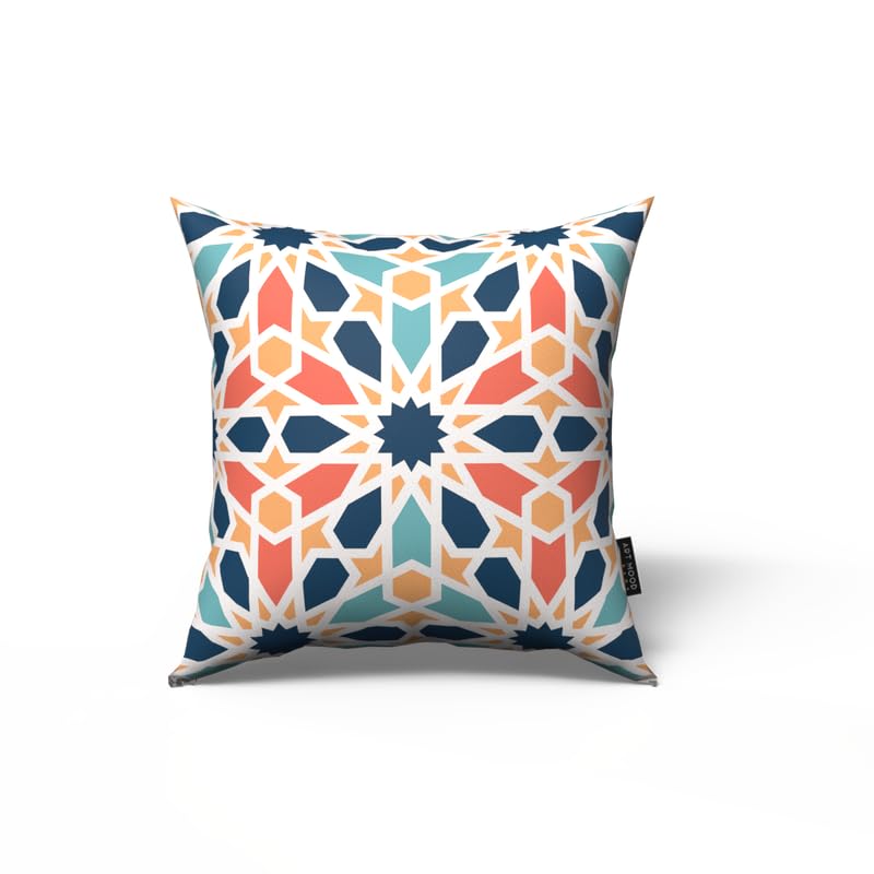 Arabesque Velvet Cushion Cover in White & Beige, a 40x40 cm decorative throw pillow with a classic Islamic pattern, brings timeless elegance to your Ramadan and festive home decor