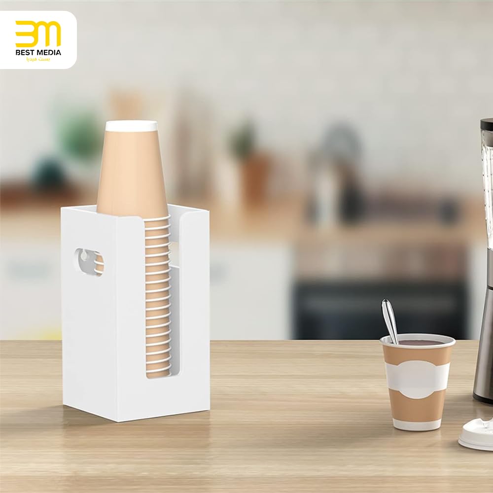 Clear Acrylic Coffee Cup Dispenser with Handles, Compartment Countertop or Wall Mounted Organizer for Hot and Cold Drink Cups and Lids