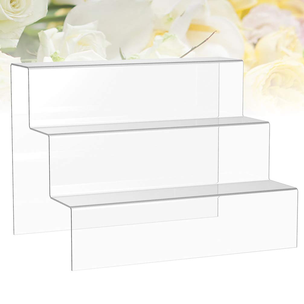 Acrylic Riser Display Shelf, 30 cm Clear Step-Up Stand for Showcasing Products, Perfume, Collectibles or Decor, Durable Transparent Acrylic Shelf for Tabletop or Counter Use, Clear