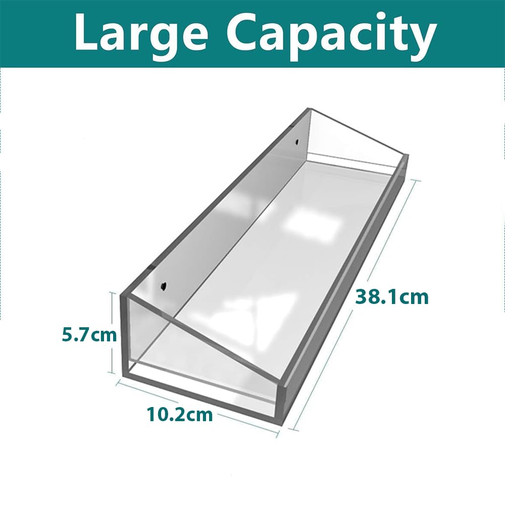 Acrylic Bathroom Shelf Set, 2-Piece Wall Mounted Thick Clear Storage and Display Shelves, No Drilling Required, Perfect for Organizing Toiletries, Cosmetics and Bathroom Essentials, Clear