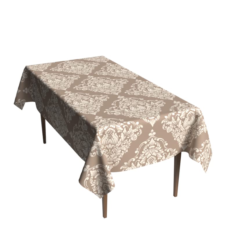 Royal Waterproof Tablecloth in Beige & White, a 140x300 cm Rectangular Table Cover of Spillproof Polyester, an Elegant Stain-Resistant Protector for Formal Dining or Large Tables