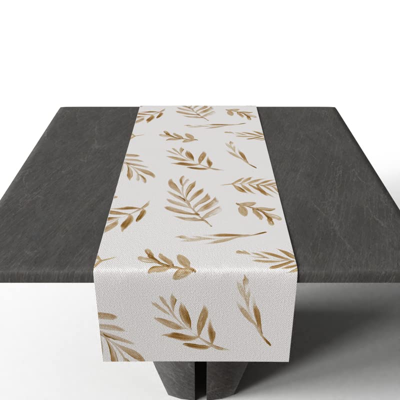 Eve Canvas Table Runner in Gold & Blue, a Durable Decorative Centerpiece with an Elegant and Glamorous Metallic Pattern, 35x140 cm, perfect for adding a Touch of Chic Sophistication