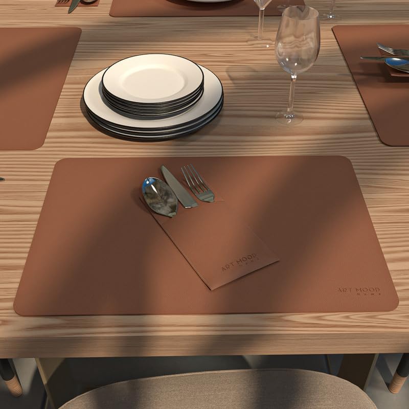 Leather Cover Holder - Set of 4 Cover Holders Durable for Dinner Plate, Dining Table