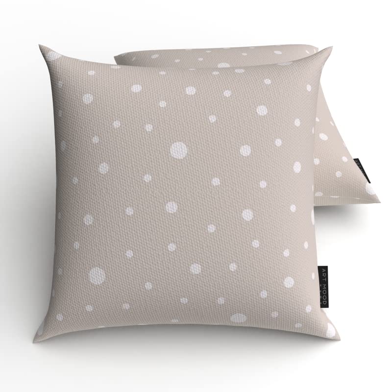 Hazel 2 Canvas Cushion Cover in Beige & White, a durable decorative pillow with a stylish and contemporary neutral pattern, 40x40 cm, a perfect complement to a modern and elegant home