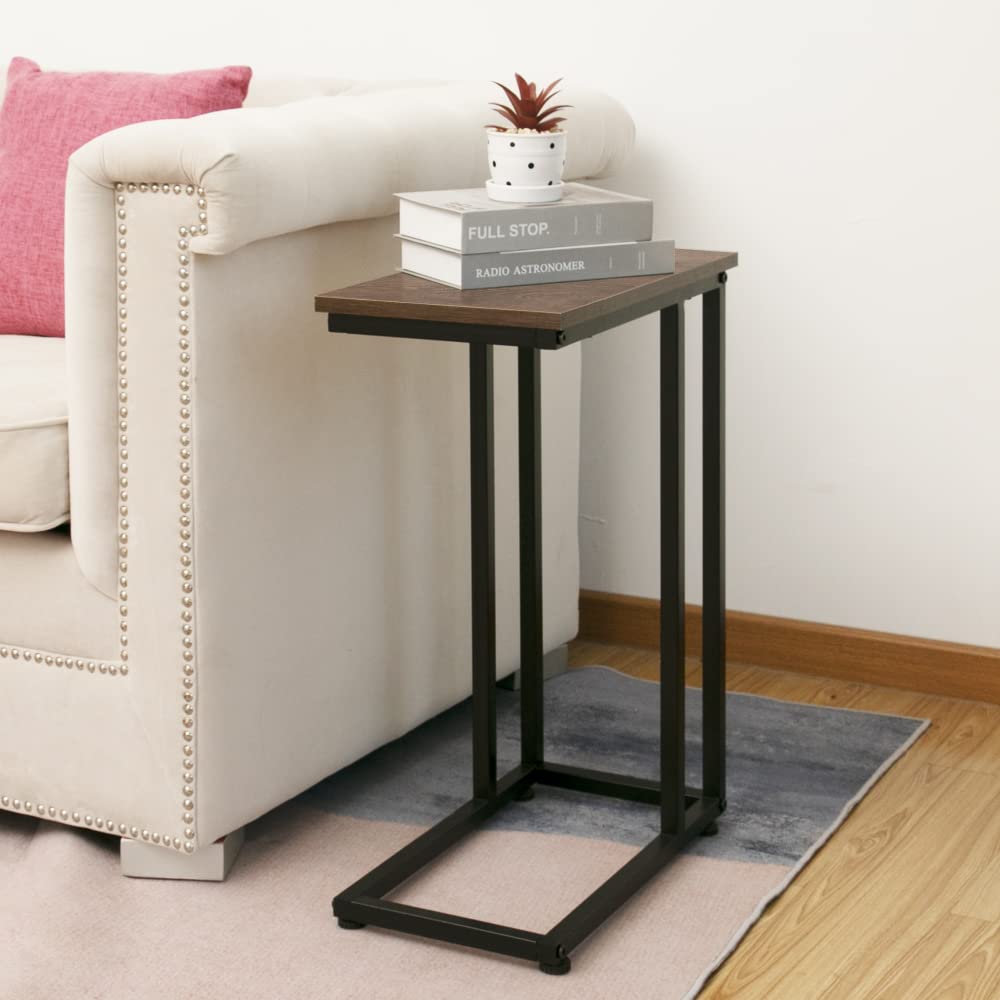 Chrome Accent Metal Base C-Table for Living Room Bedroom Balcony Family and Office and More Keep Snacks, Drinks, Books and Phone at Easy Reach