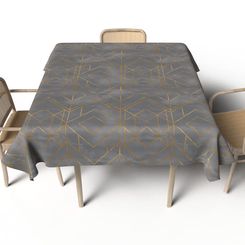 Golds Grey Waterproof Tablecloth in Yellow & White, a 140x140 cm Square Table Cover made from Durable Polyester, a Spillproof and Easy-to-Clean Protector for a Bright, Modern Table