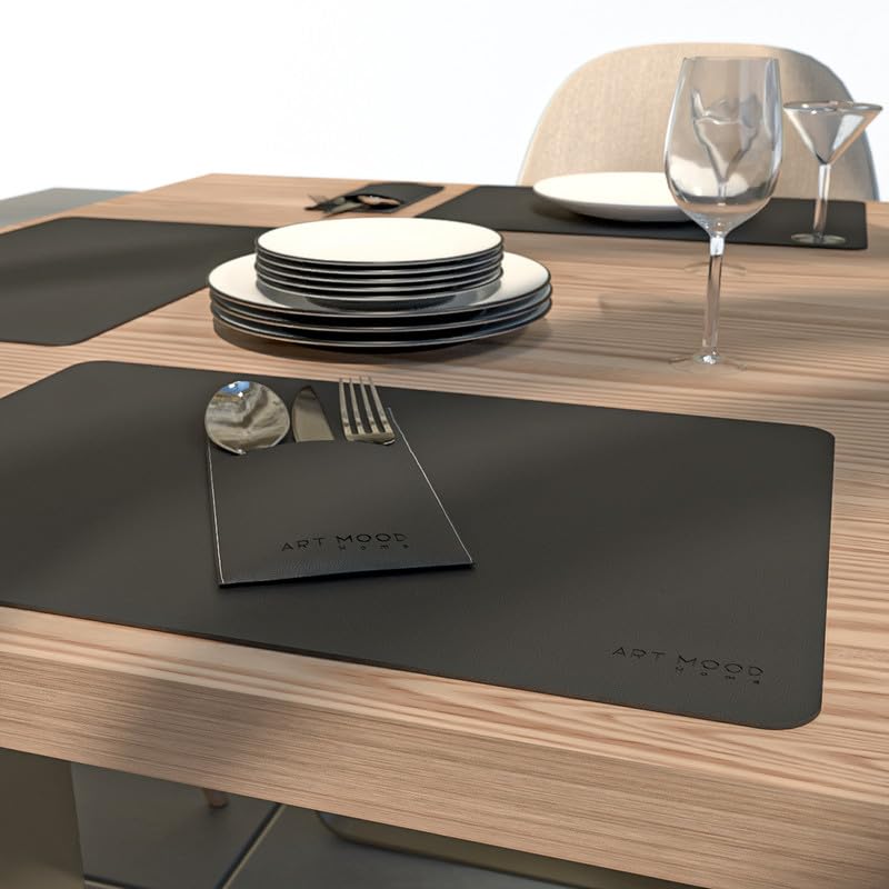 Leather Cover Holder - Set of 4 Cover Holders Durable for Dinner Plate, Dining Table