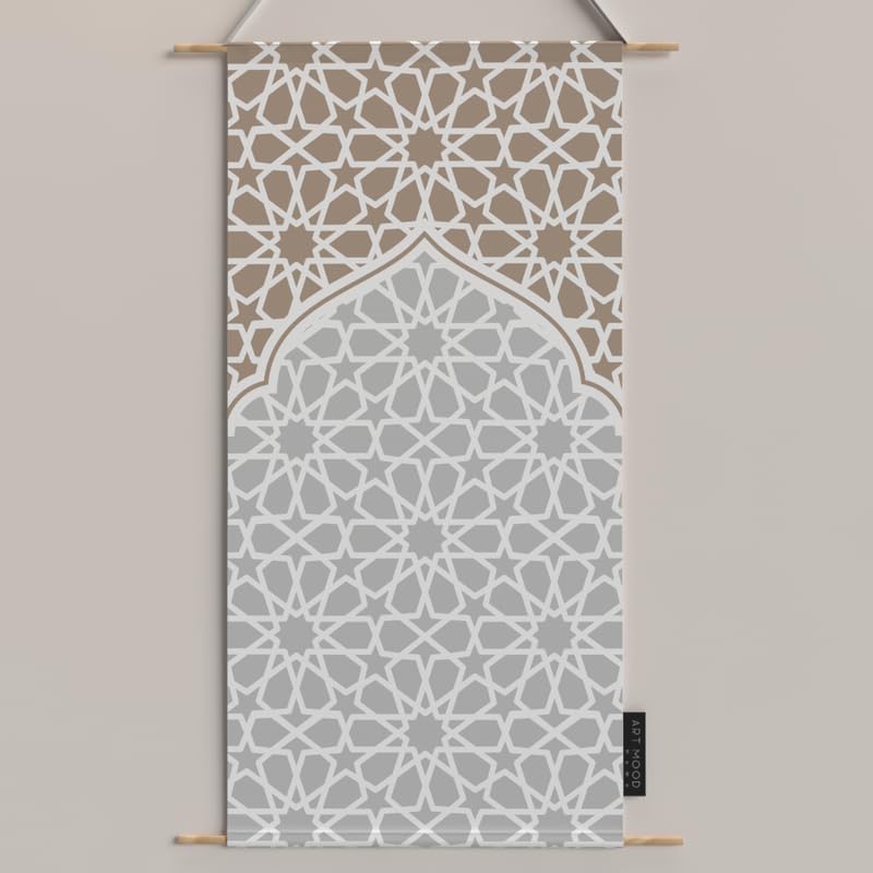 Ramadan's Unique Morish Velvet Fabric Posters Set, a Wall Art Decor Kit for Festive Home Decor, Beige & White, an Elegant Islamic Design for Living Room or Bedroom during Ramadan