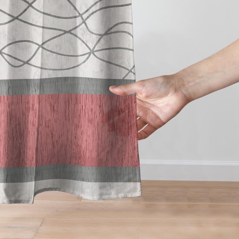 Modernistic Linen Curtain Panel - Crosswise Striped Sheer - Semi-Transparent - Steel Grommets - 1 Piece