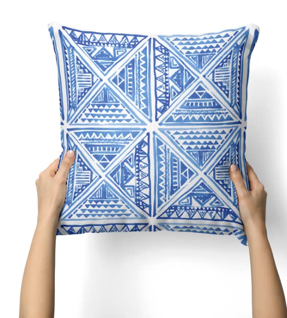 Canvas Glam Cushion Cover in Blue & White, 40x40 cm, a chic and durable decorative pillow designed to add a touch of glamour and sophistication to your modern home decor collection
