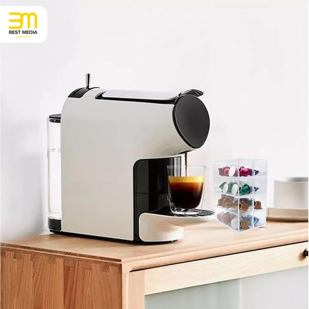 4-Compartment Acrylic Coffee Pod Holder and Desktop Organizer, Clear Storage Box for K-Cup Capsules and Coffee Bar Station Accessories, Multi-Use Desk and Kitchen Drawer Organizer