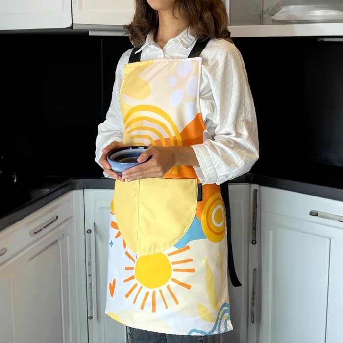 Apron, Cross-Back Design, Soft Cotton-Like Fabric, One Size, Lightweight Breathable Unisex with Front Pocket, for Cooking, and Daily Use