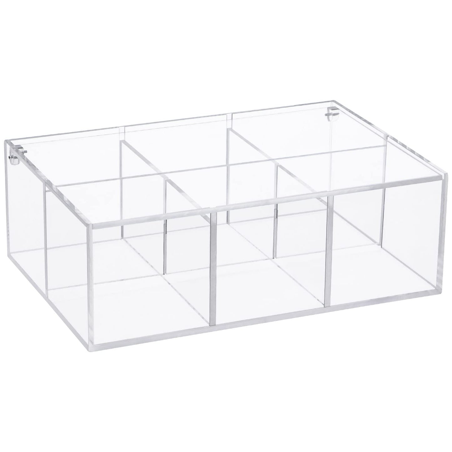 6-Compartment Clear Acrylic Box with Lid, Divided Plastic Drawer Organizer and Desk Container for Jewelry, Candy, Coffee Pods, and Makeup Accessories, Versatile Small Item Storage