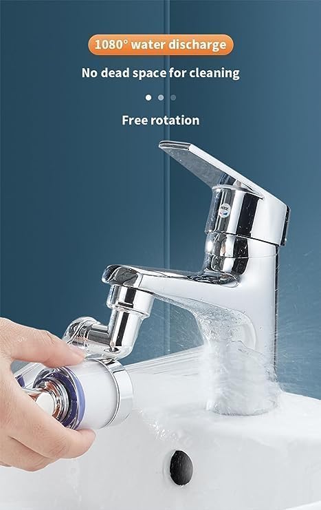 1080° Rotation Faucet Splash Filter, Universal Kitchen Tap Adapter, Dual-Mode Spray, Splash-Proof & Water-Saving, Durable Stainless Steel, Easy Installation, Chrome Finish