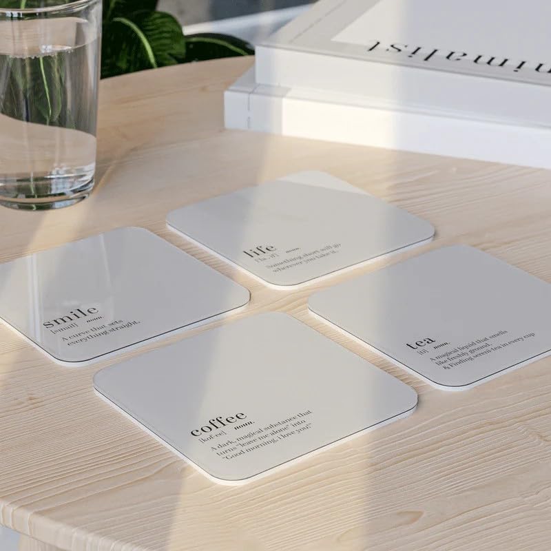 Acrylic Coaster Set of 4, 9×9 cm, Heat and Moisture Resistant Drink Coasters, Mountain Landscape Design, Acrylic for Coffee Tables Desks Dining Decor, Set of Decorative Mats
