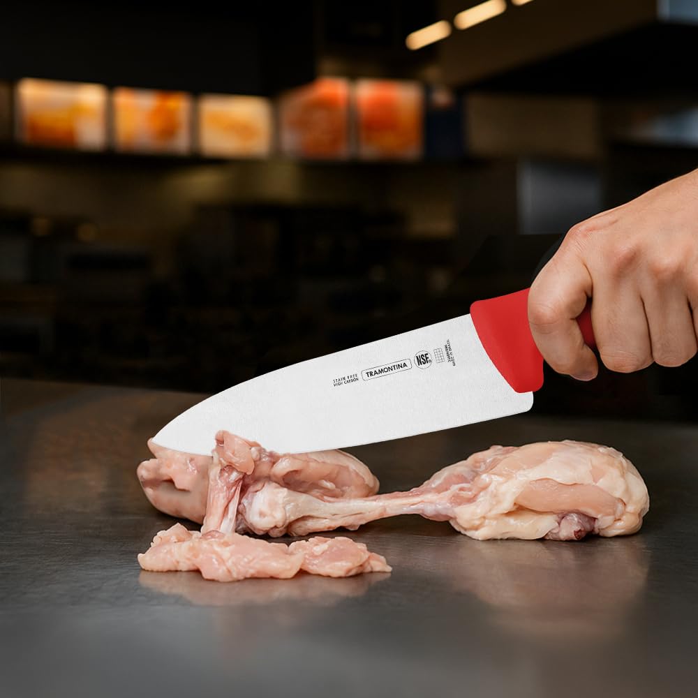 Professional Meat Knife – 6-Inch Stainless Steel Blade – Red Textured Polypropylene Handle – Durable & Sharp