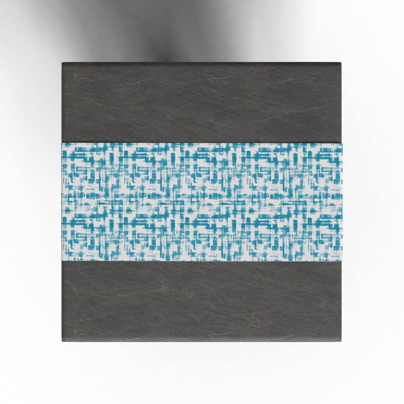Izzy Canvas Table Runner in Turquoise & Blue, a 35x140 cm Durable Decorative Centerpiece with a Fresh and Breezy Modern Pattern, perfect for a Coastal or Contemporary Dining Table