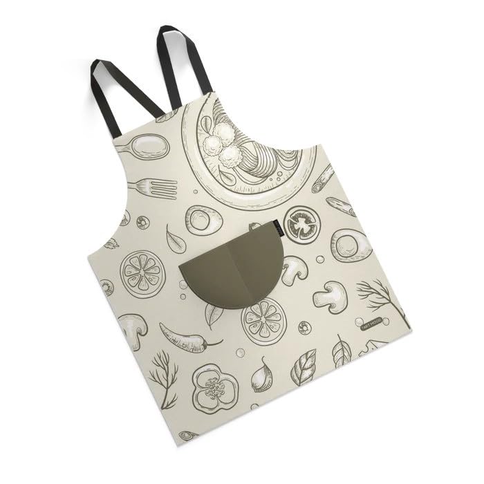 Apron, Cross-Back Design, Soft Cotton-Like Fabric, One Size, Lightweight Breathable Unisex with Front Pocket, for Cooking, and Daily Use