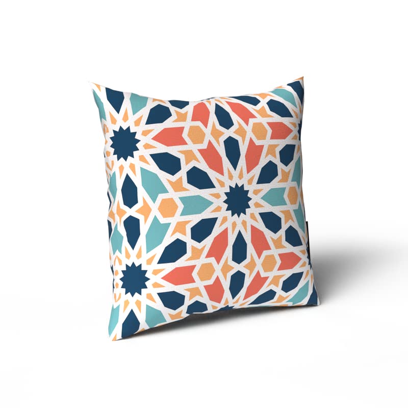 Islamic Unique Arabesque Cushion Cover, a multicolor decorative throw pillow with an intricate, traditional pattern, 40x40 cm, adds timeless elegance and cultural beauty to your home